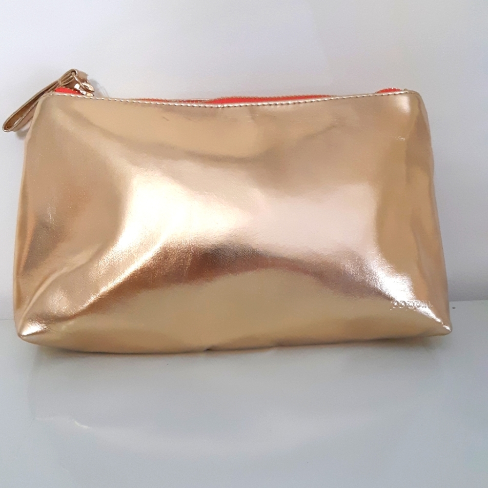 Poppin Gold & Coral Accessory Pouch NWT